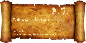Maksay Tünde névjegykártya